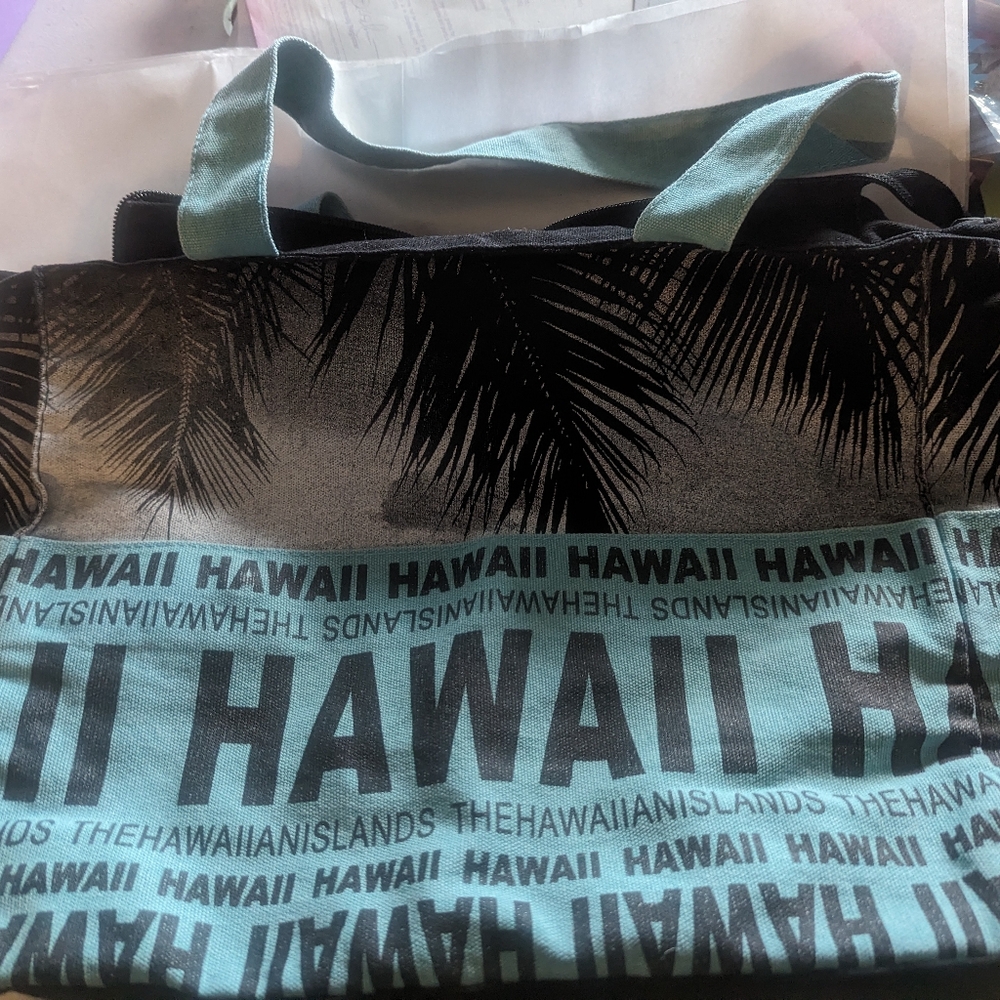 Robin Ruth - Hawaii tote ( teal and black)